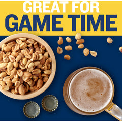 Planters unsalted dry roasted peanuts USA grown label closeup