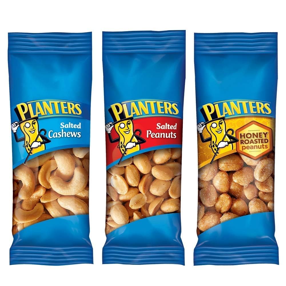 Planters Variety Pack box with mixed nuts for on-the-go snacking.