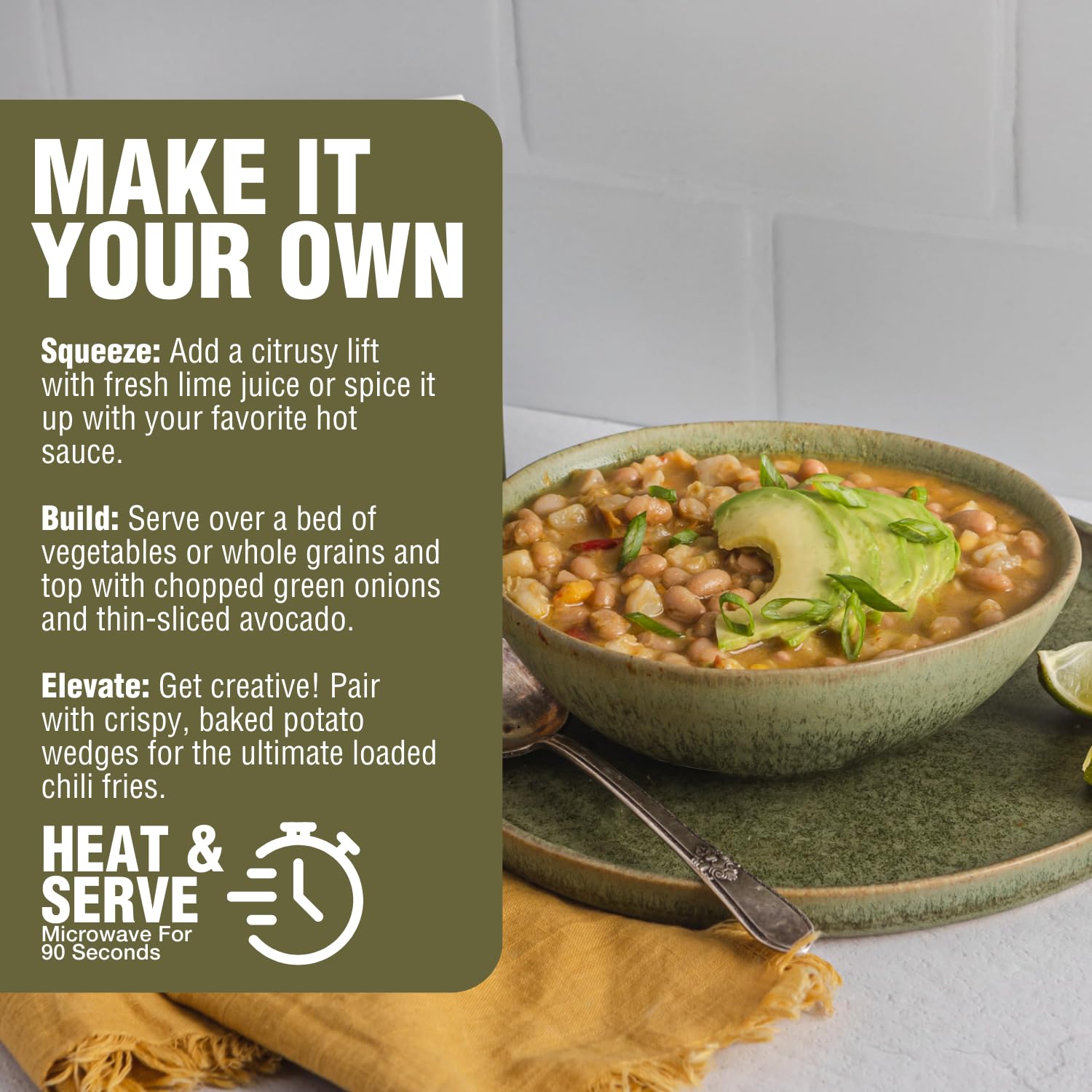 PLANTSTRONG Chili Stew ready-to-heat packet for quick weeknight meals.
