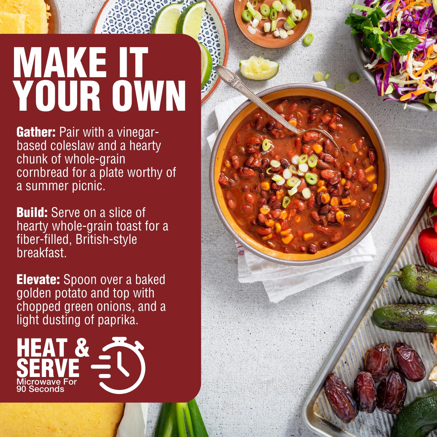 PLANTSTRONG Chunky Chipotle Chili bowl, bold flavor and fiber.