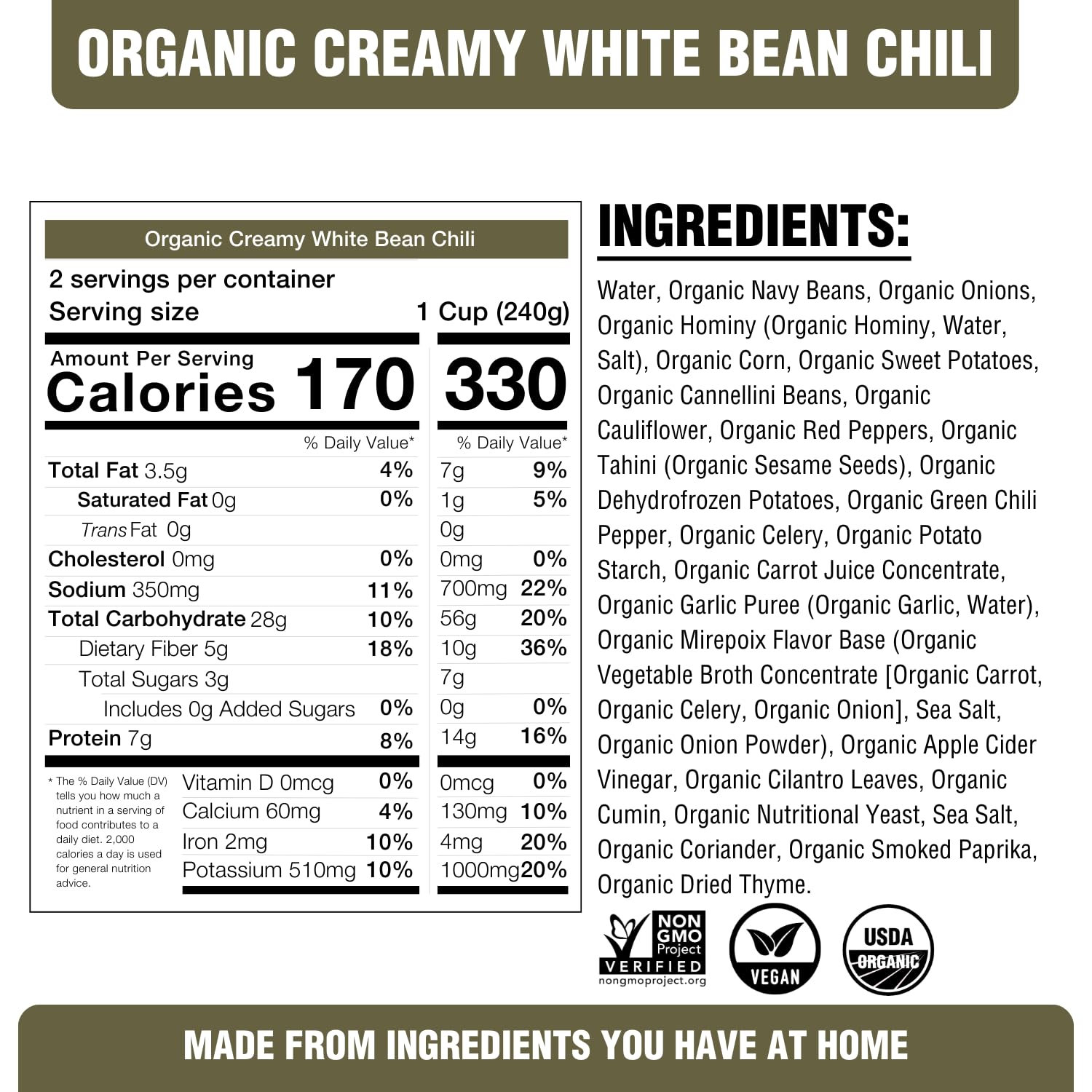 PLANTSTRONG Creamy White Bean Chili spoon close-up for easy serving.