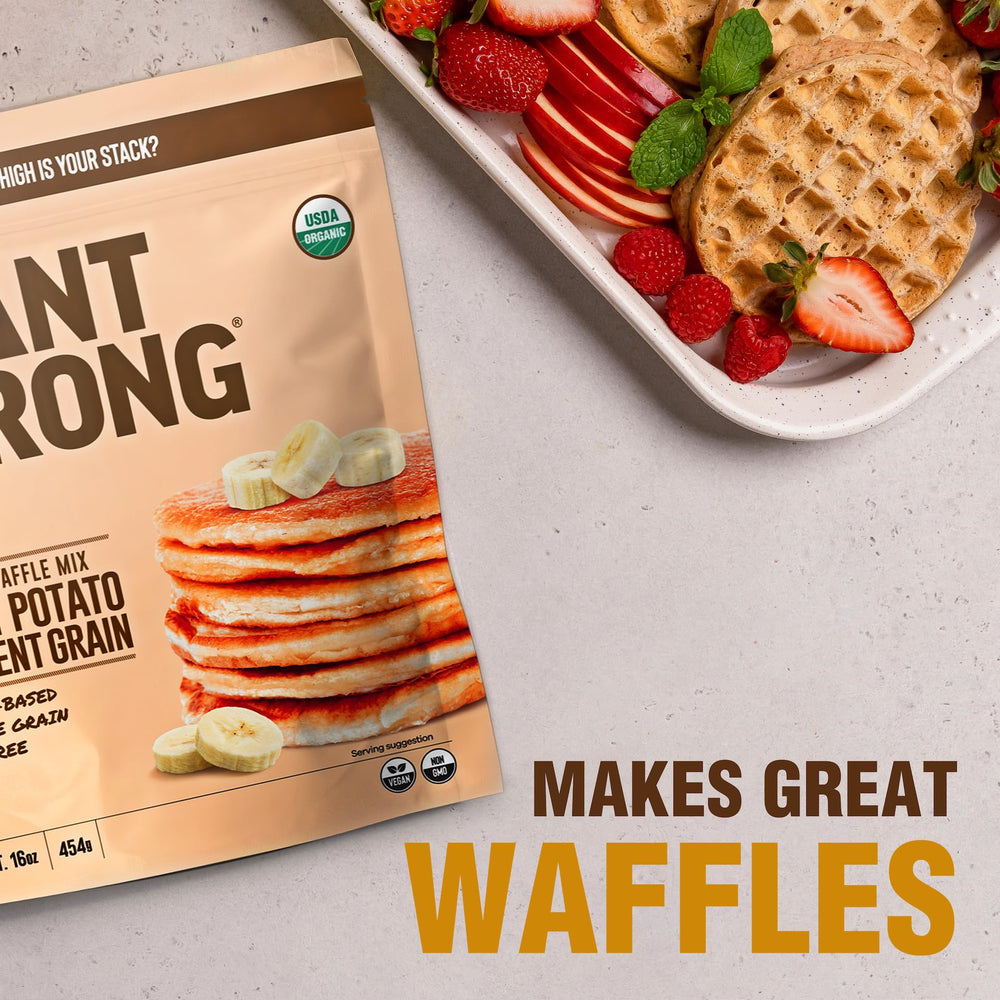 Plant-Strong vegan gluten-free badge visible on packaging.