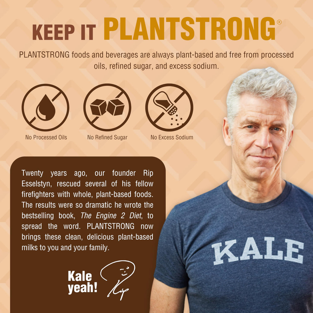 Plant-Strong four-pack breakfast setup, family-friendly mornings.