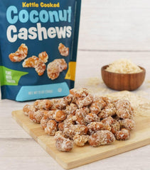 Platinum coconut cashews ingredients highlight protein and fiber per serving