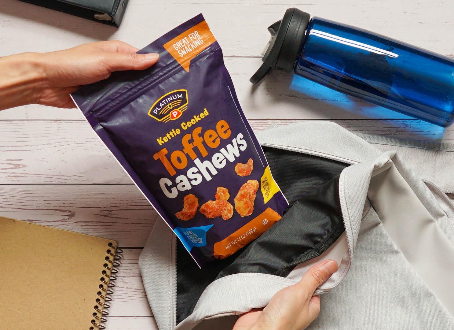 Platinum Toffee Cashews ingredients close-up emphasizes quality and nutrition