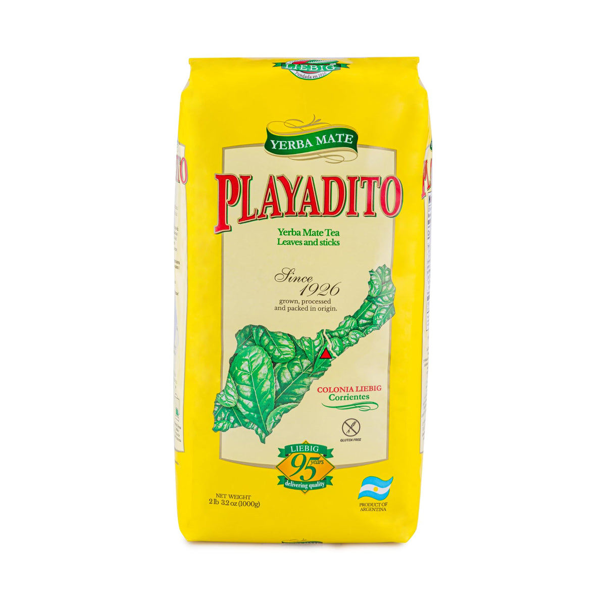 Playadito Yerba Mate 1000g pack showing premium leaves for rich flavor