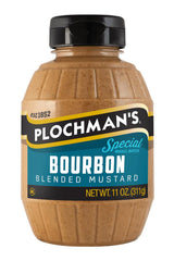 Plochman's Bourbon Mustard bottle with bold, sweet flavor for sandwiches