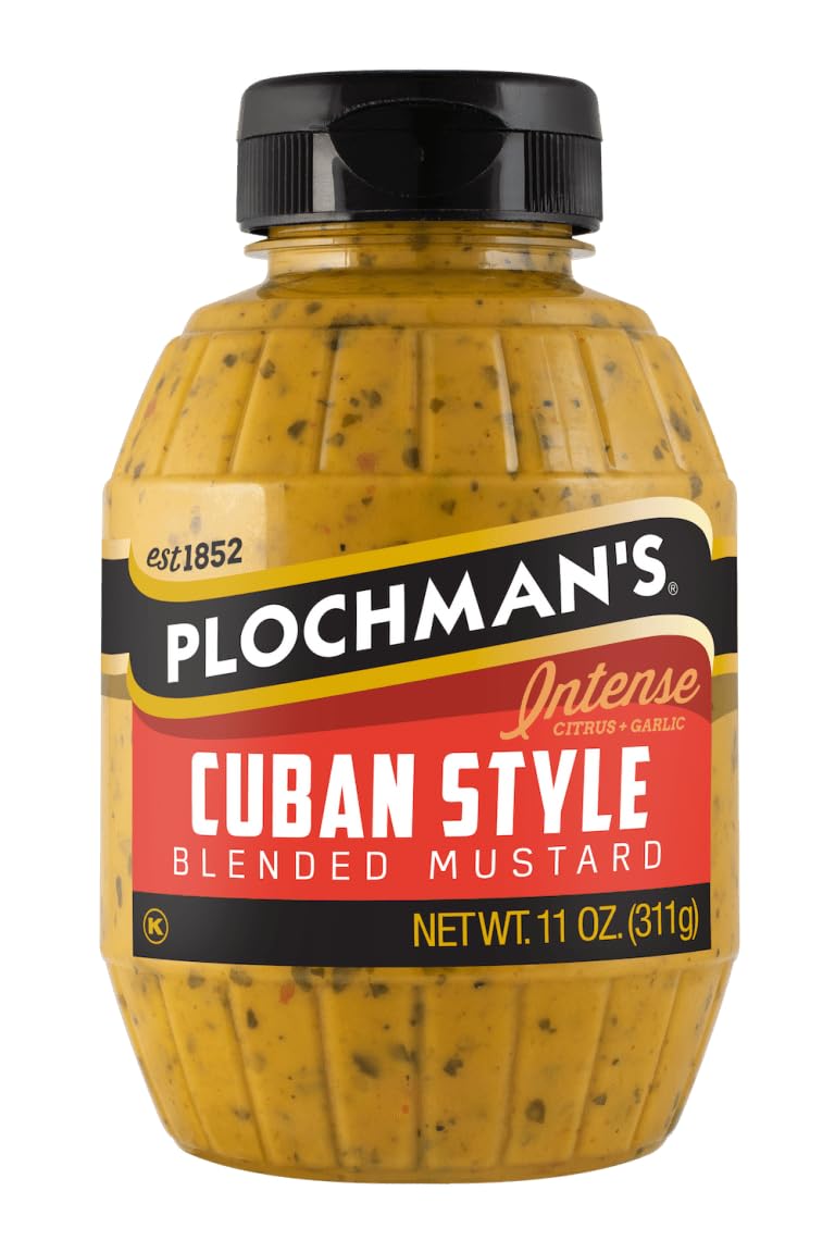 Plochman's Cuban Mustard 11oz label — bold, premium blend.