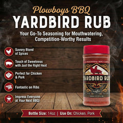 Plowboys Yardbird rub grill-ready coating adds crust for poultry and pork.