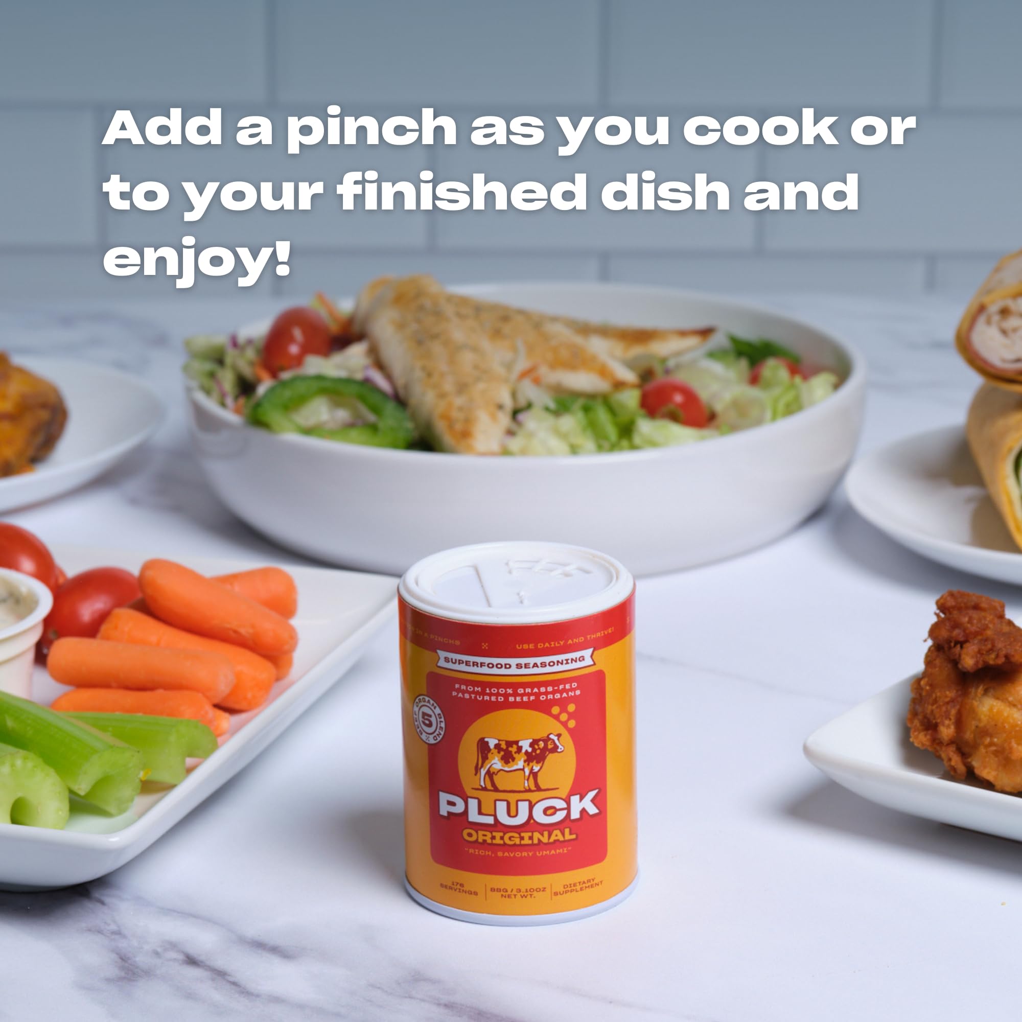 PLUCK ground meat mix suggests easy integration into weekly meals.