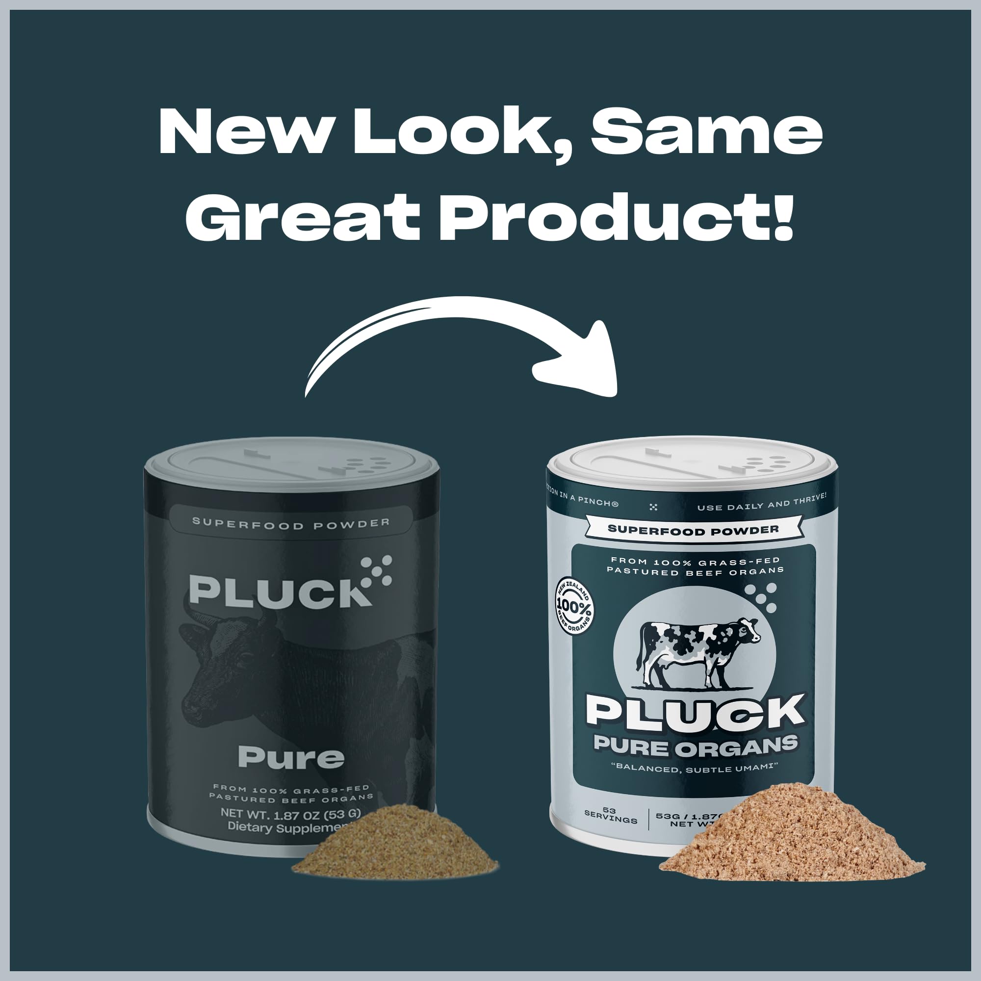 PLUCK Pure Beef Organs packaging back shows transparent ingredients list for trust