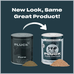 PLUCK Pure Beef Organs packaging back shows transparent ingredients list for trust