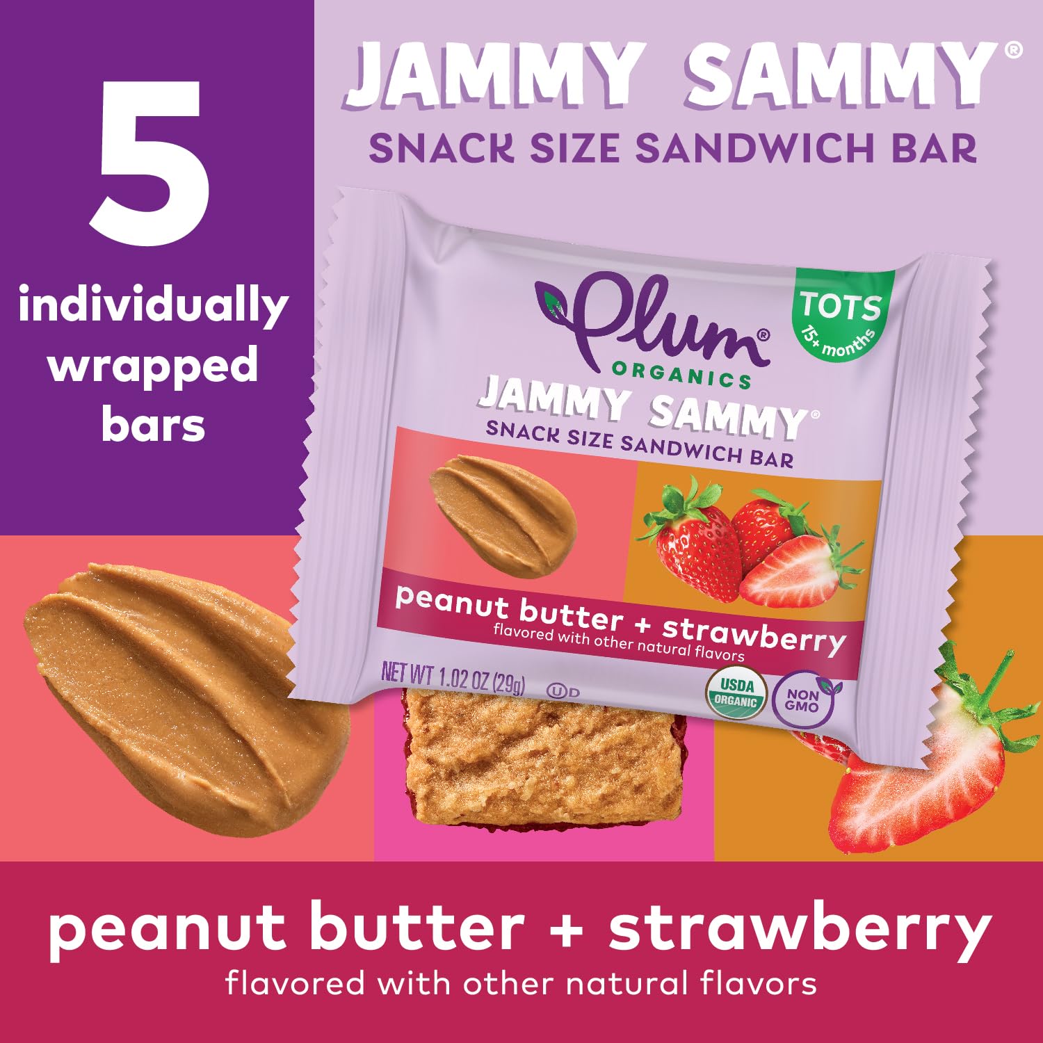 Plum Organics Jammy Sammy Bar strawberry filling close-up
