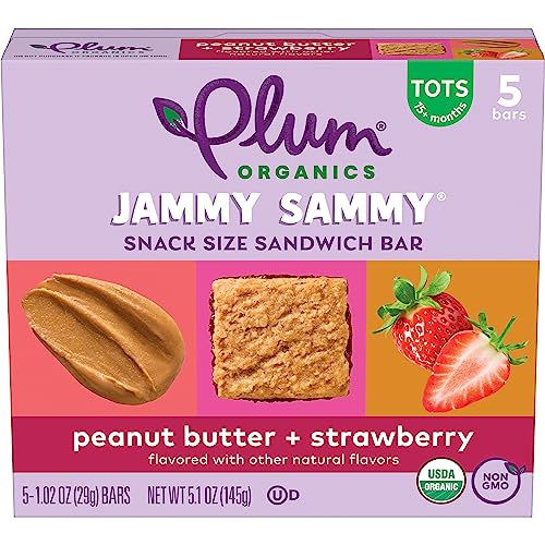 Plum Organics Jammy Sammy Bar whole grains and organic ingredients highlighted