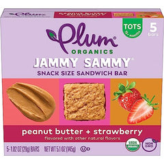 Plum Organics Jammy Sammy Bar whole grains and organic ingredients highlighted