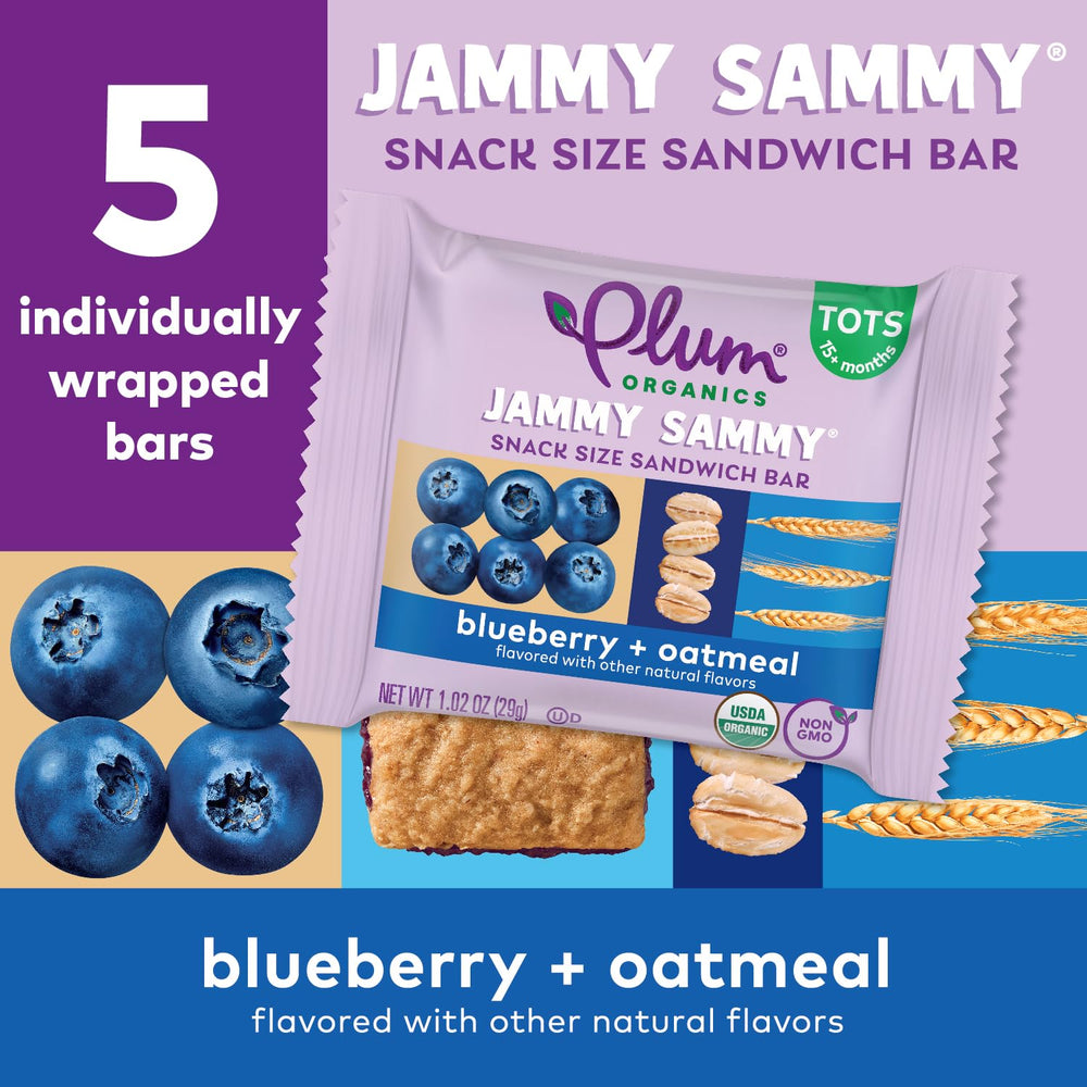 On-the-go toddler snack setup with Jammy Sammy bars.