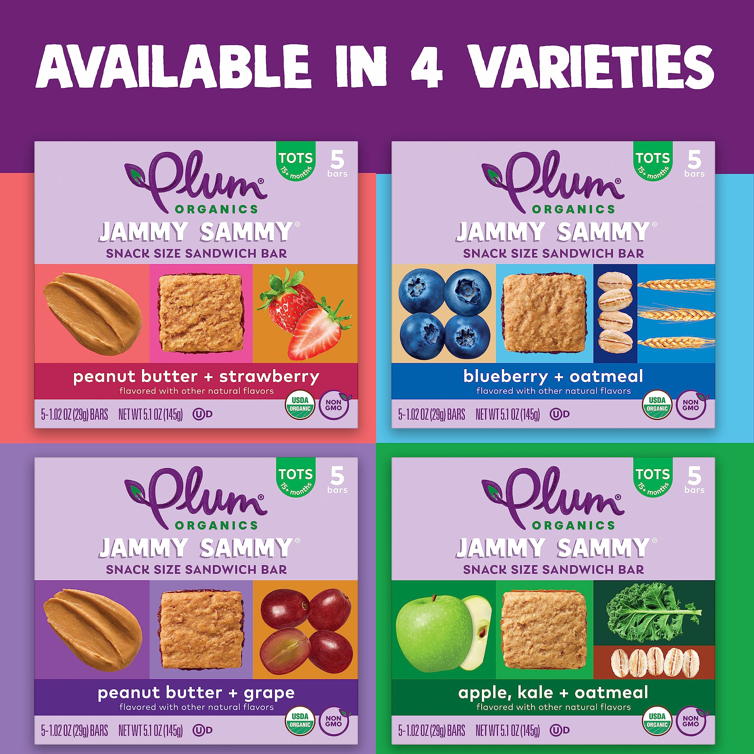 Six-box multi-pack of Jammy Sammy bars for families.