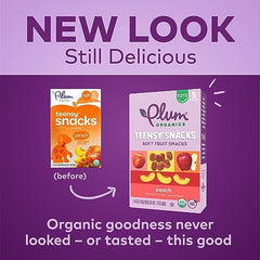 Plum Organics Teensy Snacks peach box packaging for quick shareable snacks
