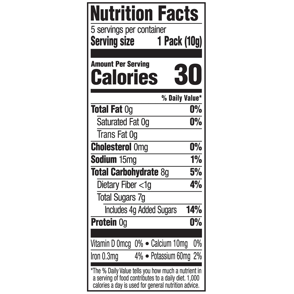 Nutrition label for Plum Organics Teensy Snacks peach flavor
