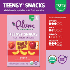 Child enjoying Plum Organics Teensy Snacks peach on the go