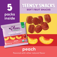 Close-up of Plum Organics Teensy Snacks peach pouch texture