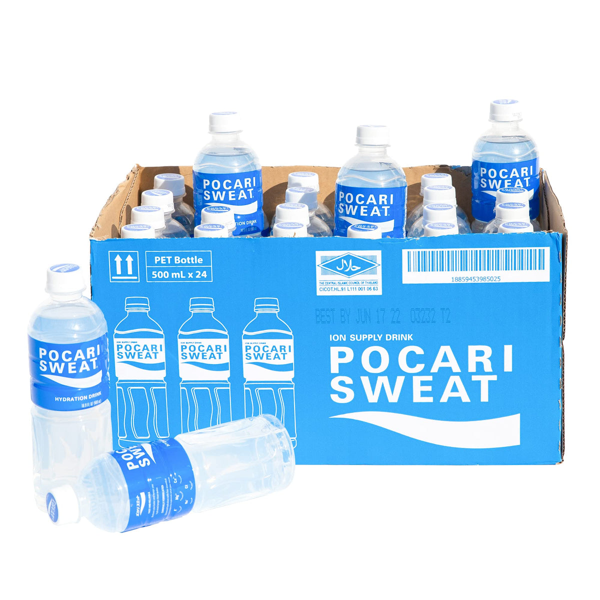 Pocari Sweat 24-pack bottles ready for on-the-go hydration.