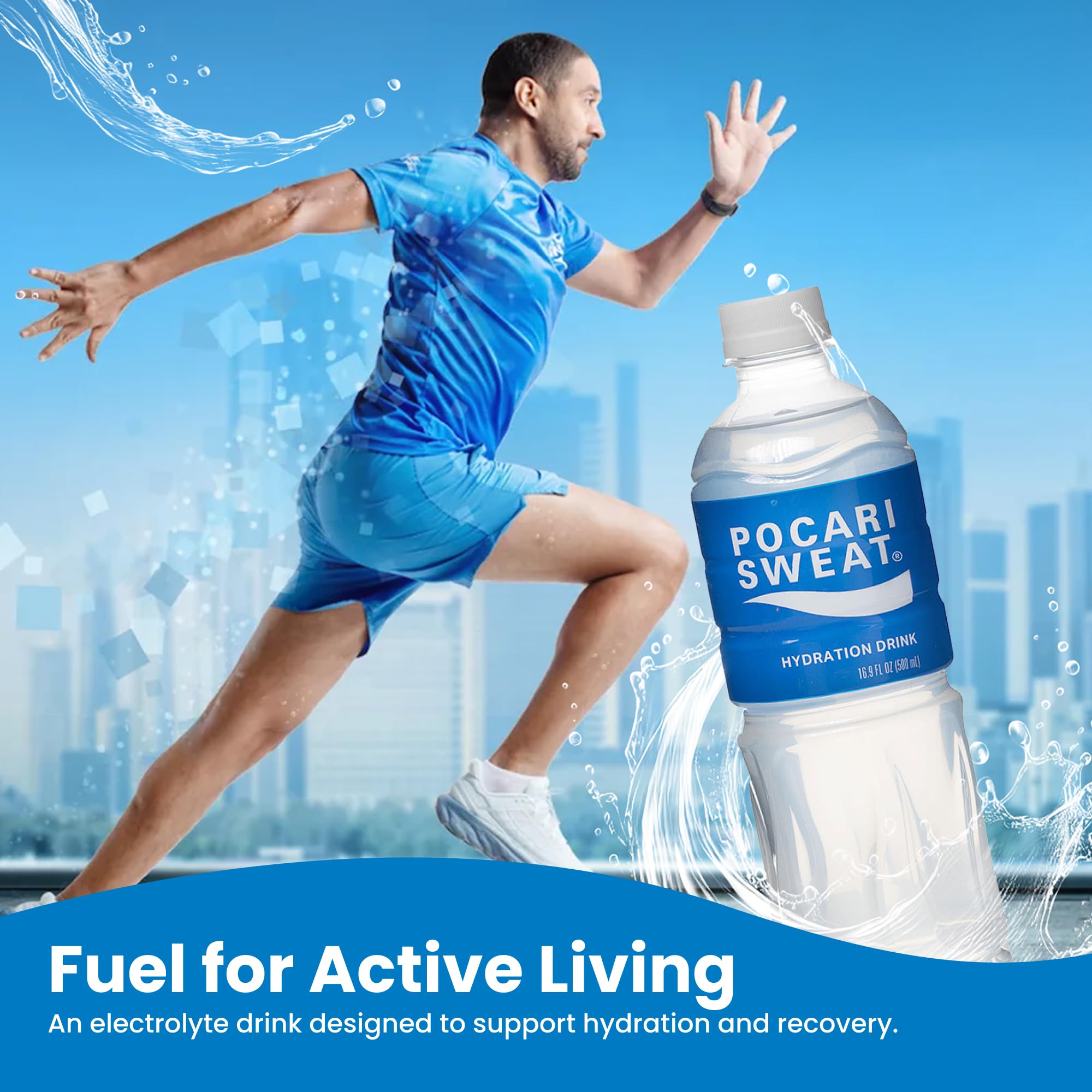 Athlete drinking Pocari Sweat during training session.