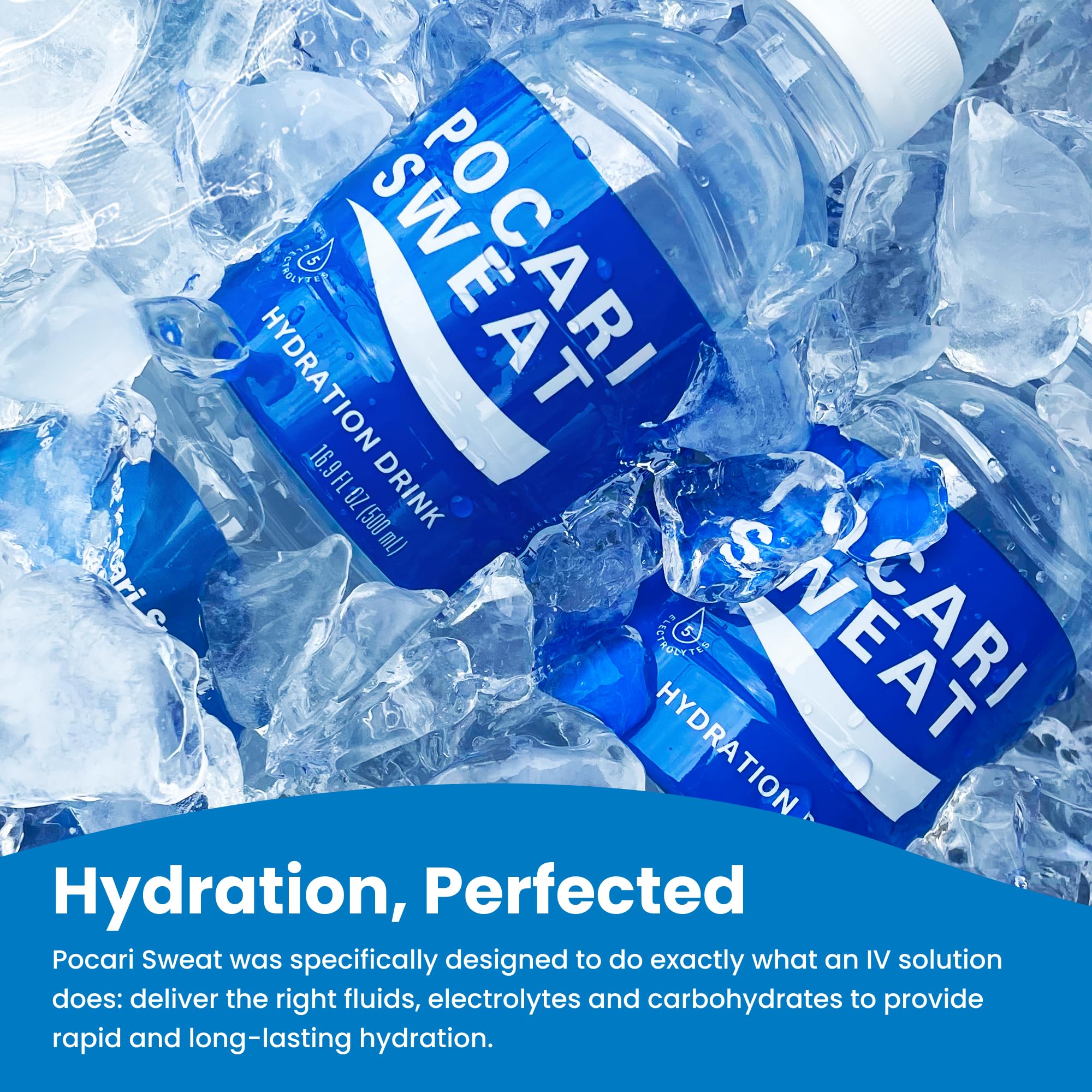 Hands holding Pocari Sweat bottle ready for post-exercise hydration.