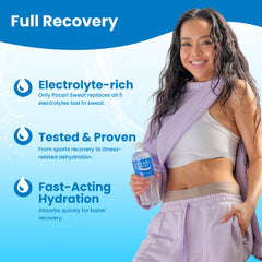 Close-up of Pocari Sweat label showing electrolyte balance.