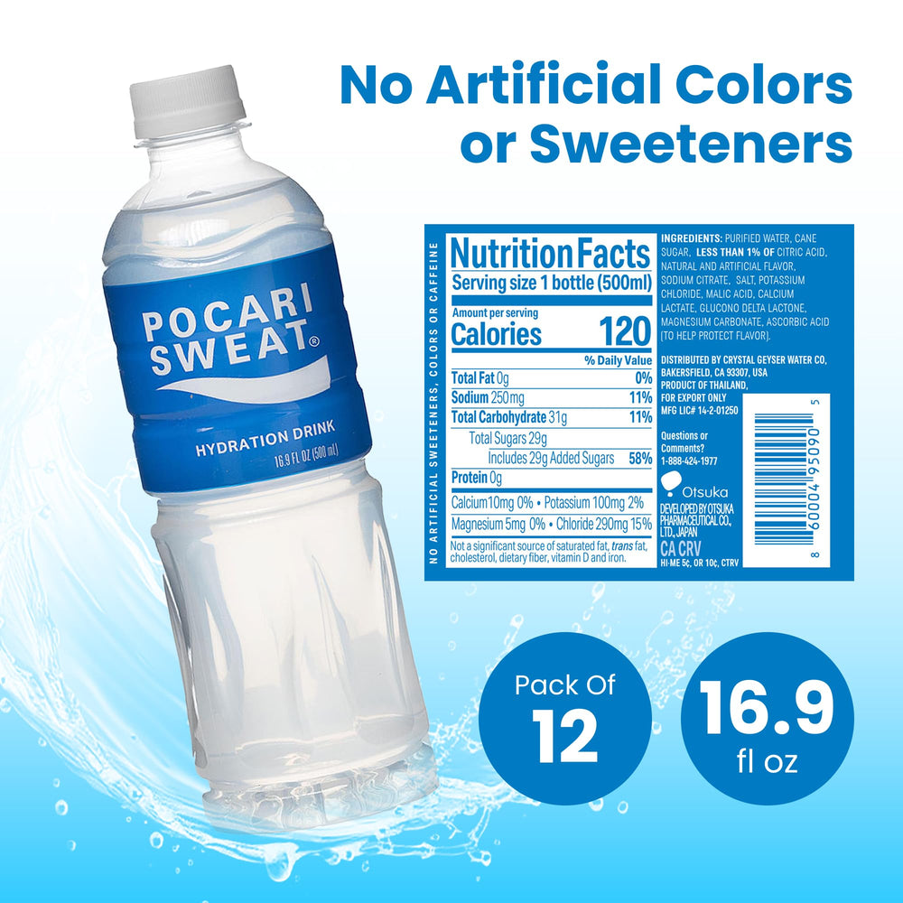 Front view of Pocari Sweat 500ml bottle for easy grabbing during workouts.