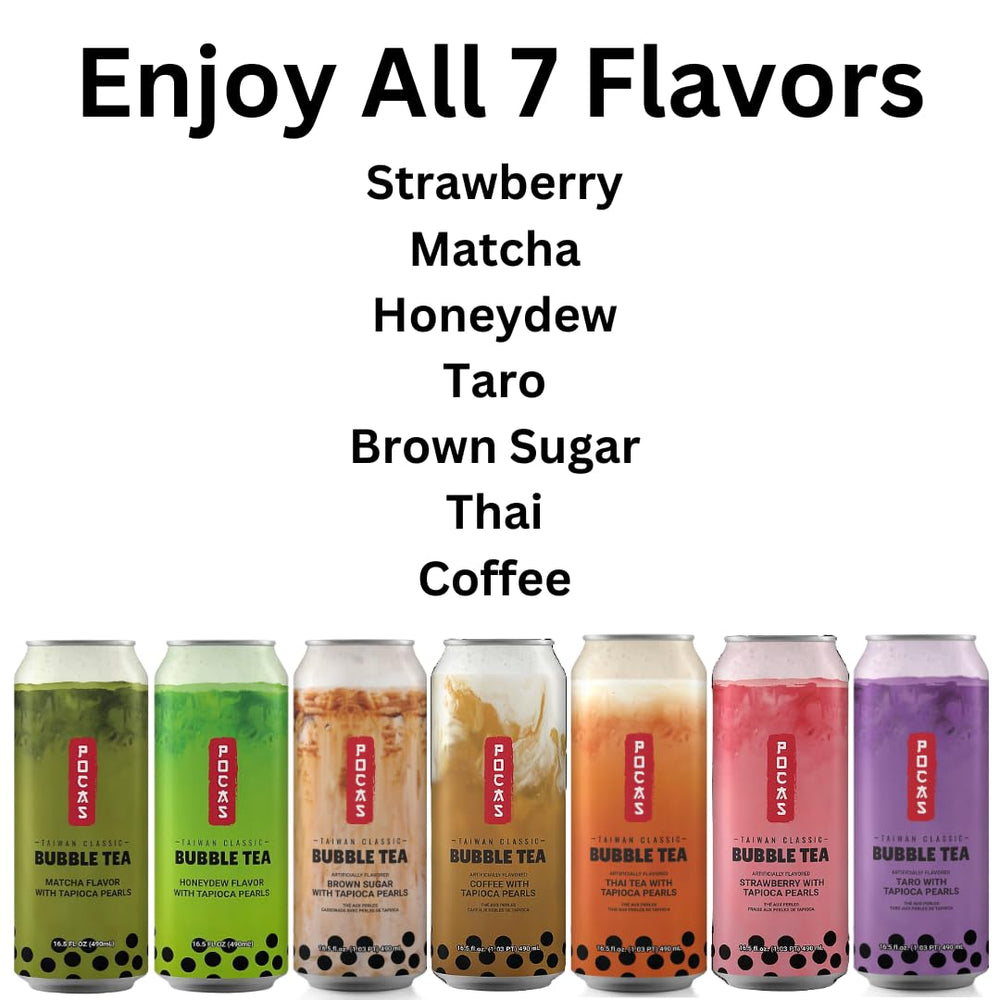 Pocas Bubble Tea can poured for quick on-the-go refreshment.