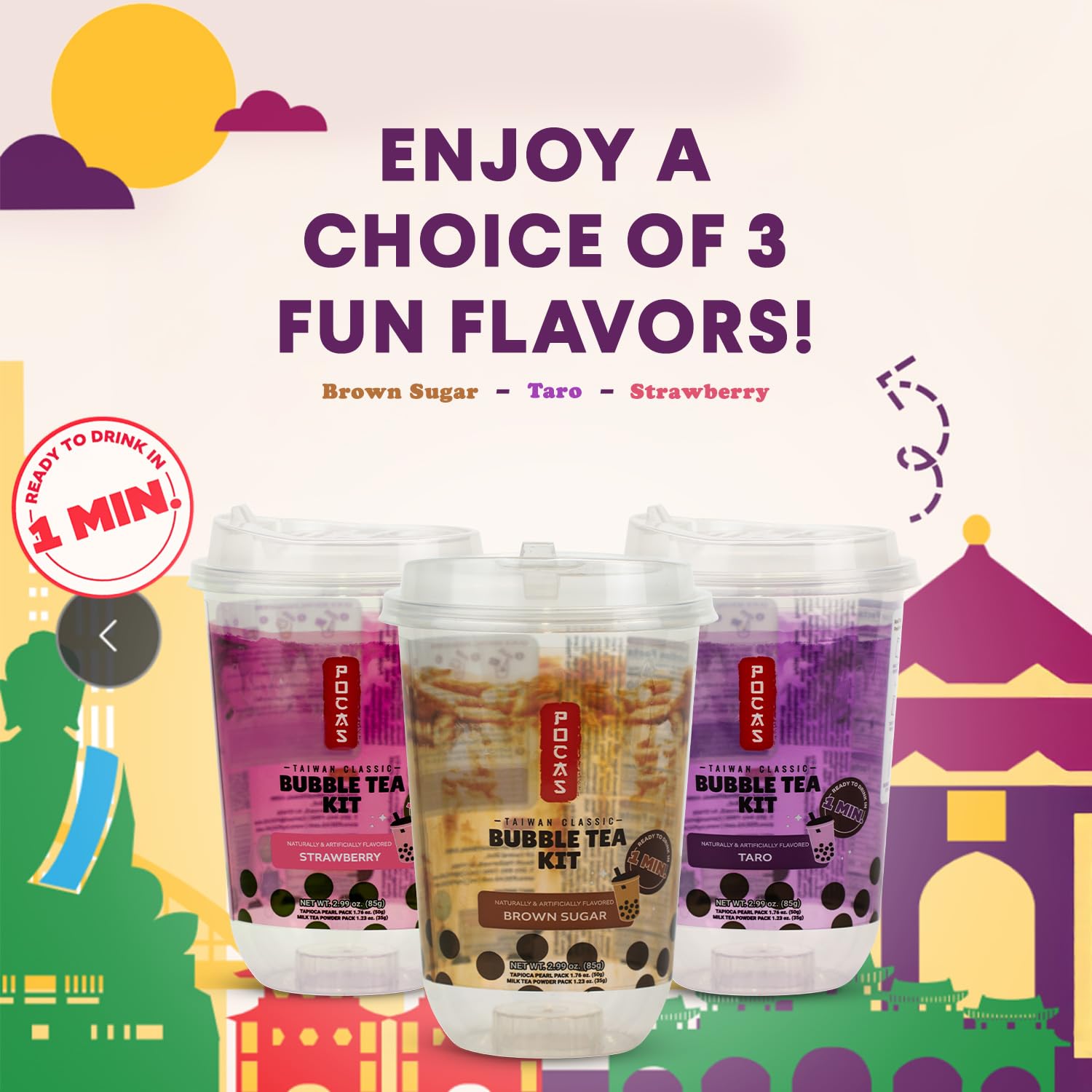 Pocas serving setup image for quick, shareable bubble tea moments.