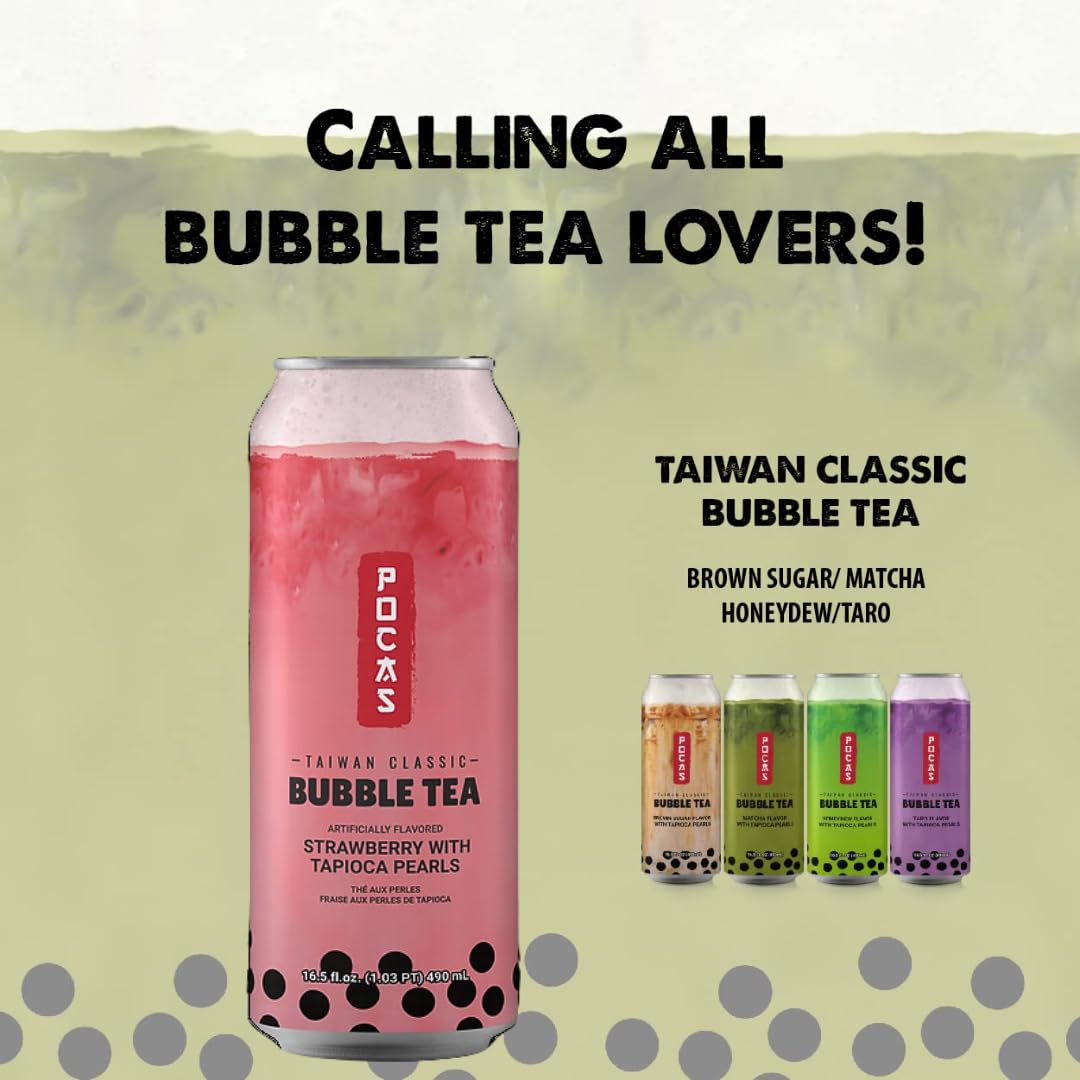 Pocas Bubble Tea flavor display invites flavor exploration and pairing ideas.