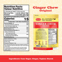 Pocas Ginger Chews individually wrapped for easy take-along enjoyment.