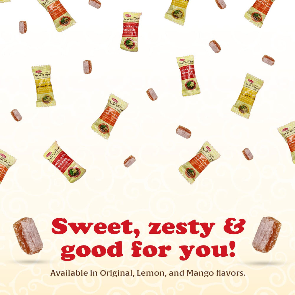 Pocas Ginger Chews as a quick travel-friendly snack.