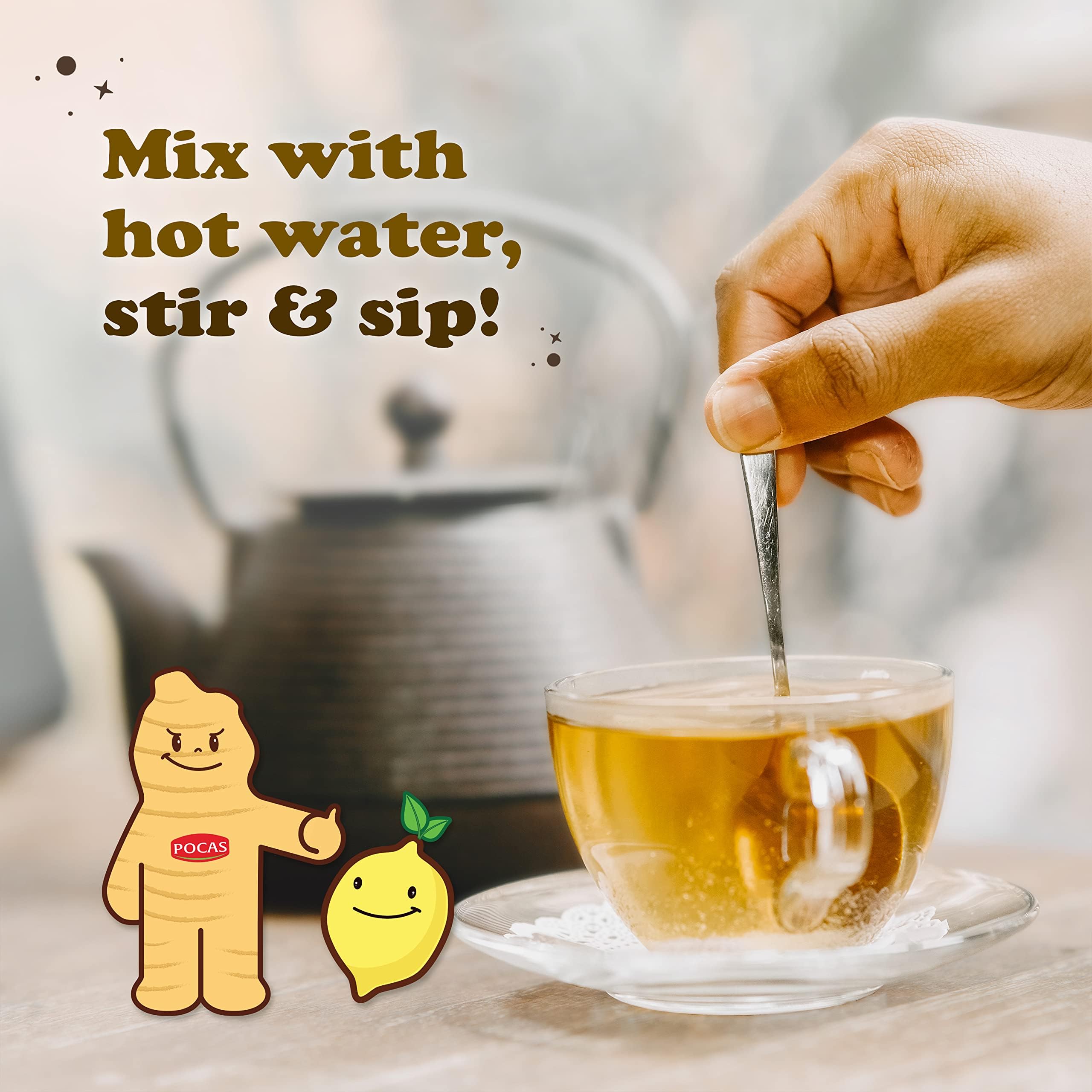Pocas honey ginger tea pack of two provides convenient servings.