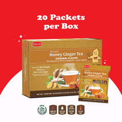 Pocas Honey Ginger tea packets opened, ready to brew a comforting cup.