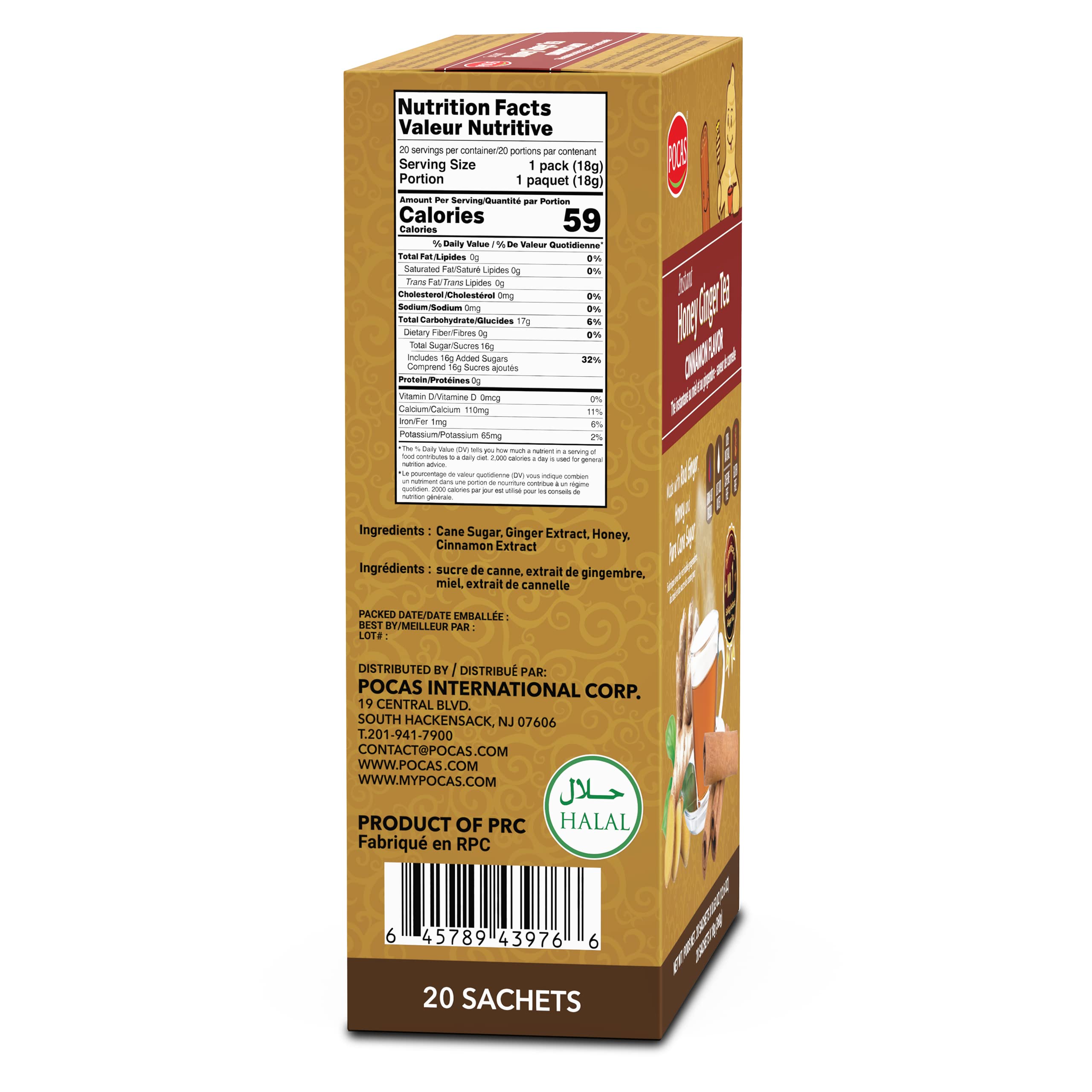 Pocas Honey Ginger tea packets ready for quick, mess-free brewing anywhere.