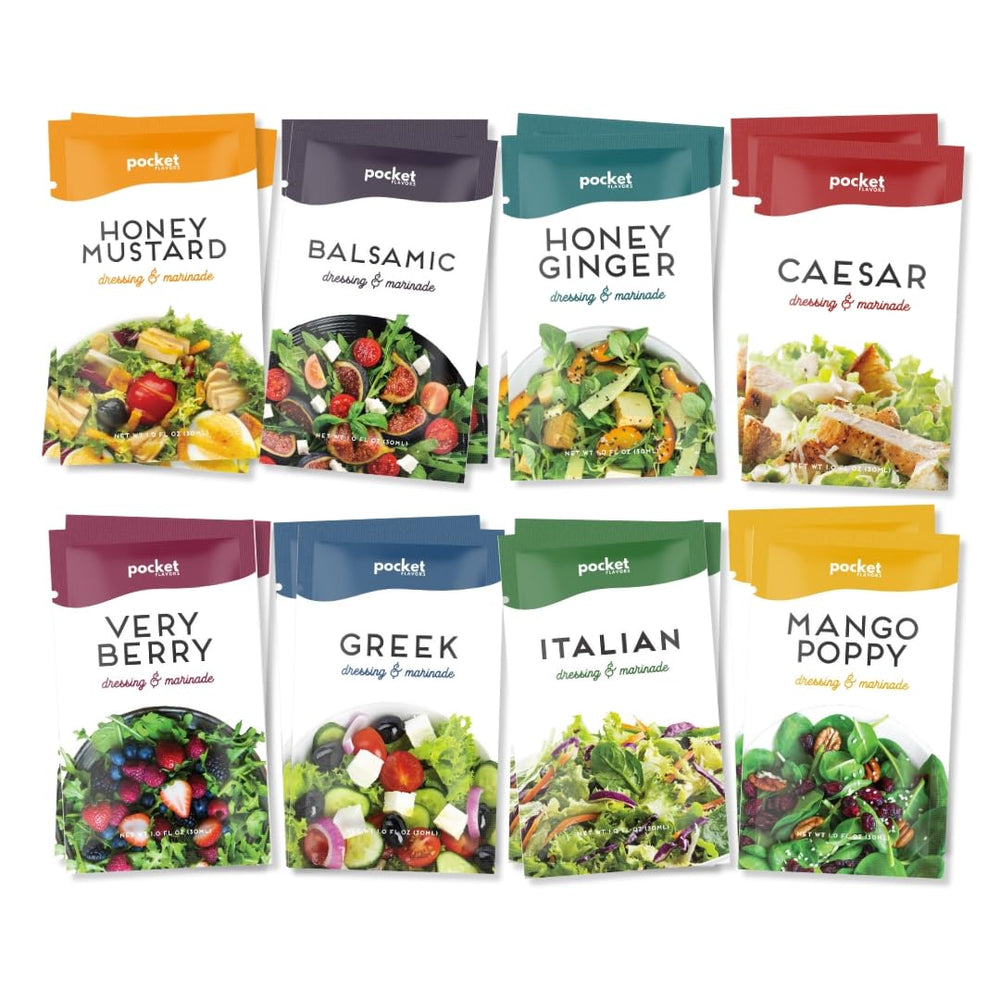 Pocket Flavors Balsamic dressing pouch for quick, low-calorie salads.
