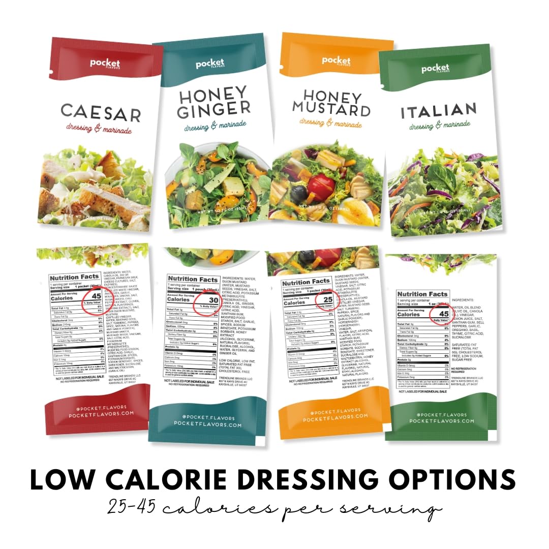 Pocket Flavors Greek dressing pouch ideal for veggie bowls.