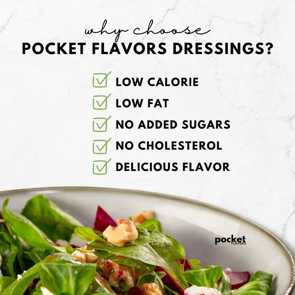 Pocket Flavors Mango Poppy dressing pouch with tropical flair.