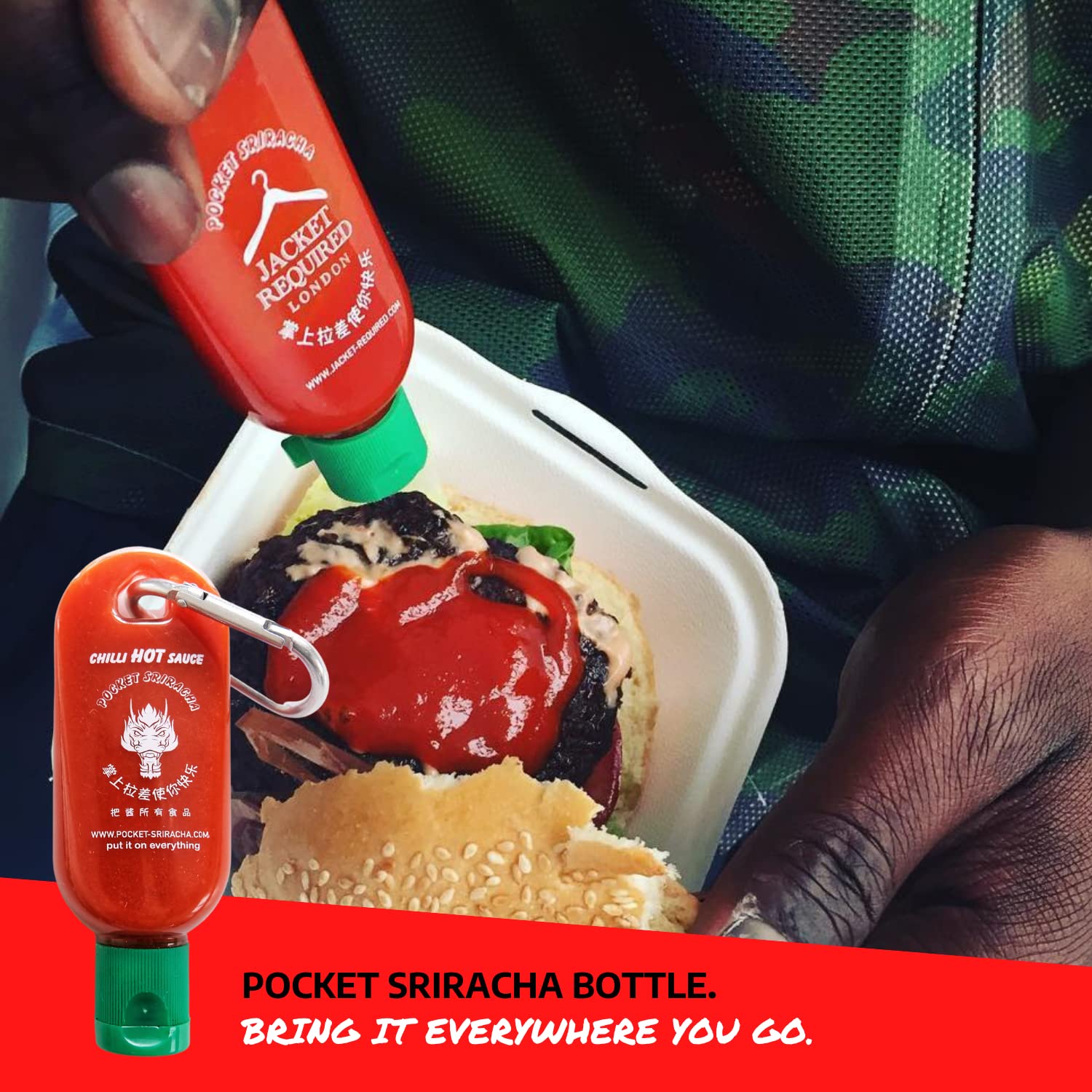 Pocket Sriracha kitchen use adds bold flavor.