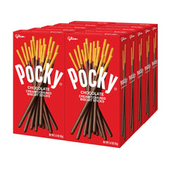 Pocky chocolate biscuit sticks in a classic 10-box pack, ideal for sharing.