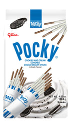 Pocky Cookie & Cream 9-pack sticks with creamy coating for a quick, indulgent snack.