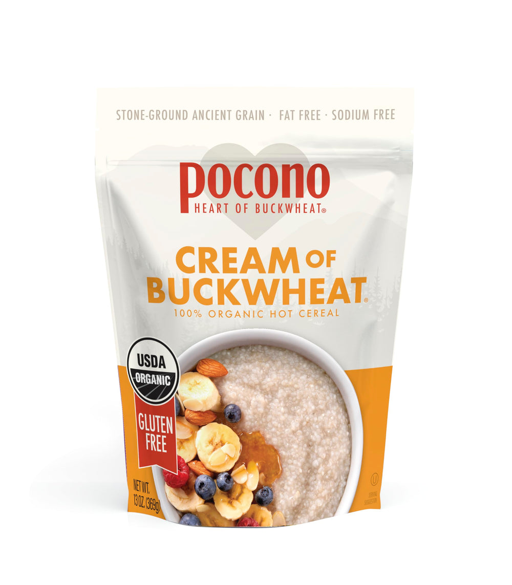 Kitchen scene with Pocono Buckwheat Cereal ready to pour for a warm morning.