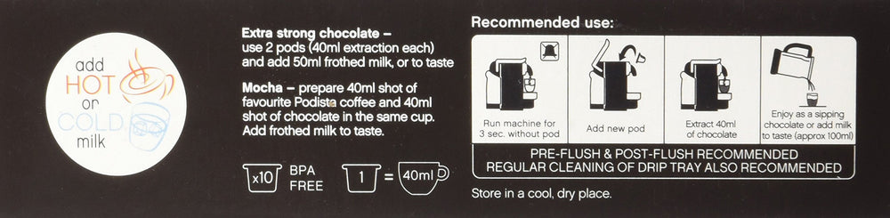 Podista Australian-imported hot cocoa pods offer café-quality flavor at home.