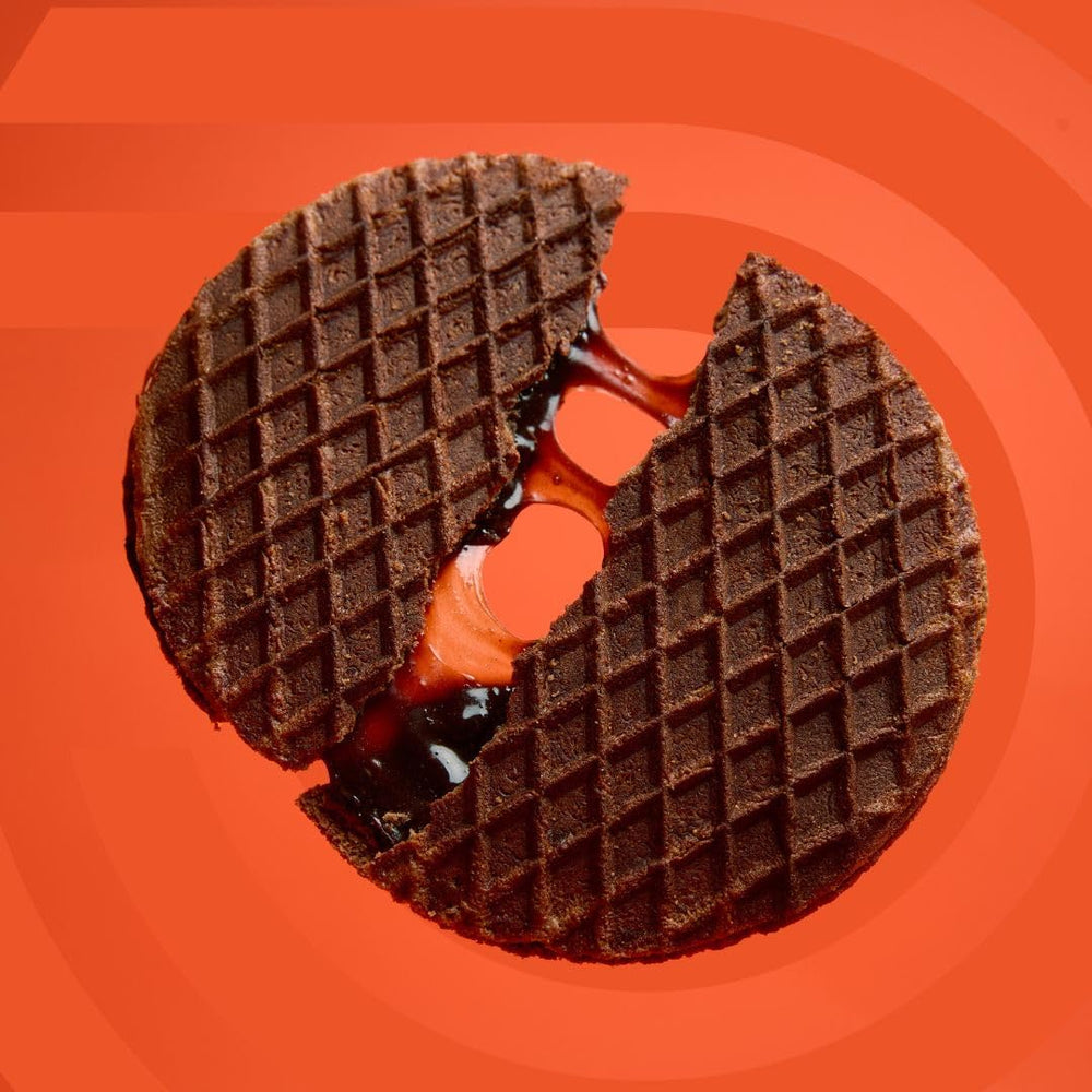 Podium Protein Stroopwafel packaging showing eight wafers for quick decision.