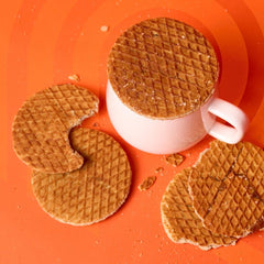 PODIUM Protein Stroopwafel on-the-go packaging shows convenient snack for busy days.