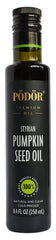 PÖDÖR pumpkin seed oil bottle in dark glass with rich aroma