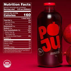 POJU bottle pour into glass highlighting a smooth, pulp-free texture